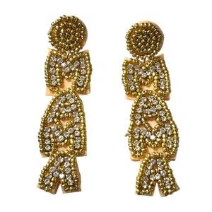 Womens Dangle Earrings Mother's Day Beaded Gold Maximalism Festive Mom